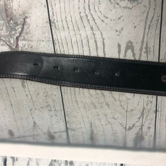 Brighton Black Embellished Embroidered Leather Belt Silver Buckle Medium… - Picture 7 of 15